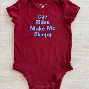 Okie Dokie Burgundy Baby Bodysuit with Blue Text